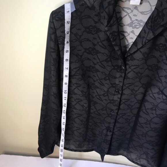 Annie Alexander Silk Lace Print Shirt Blouse Top Neutral Button Graphic Light S - Picture 10 of 12